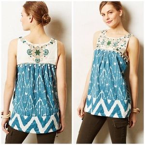 Anthropologie swing tee with pockets & embroidery